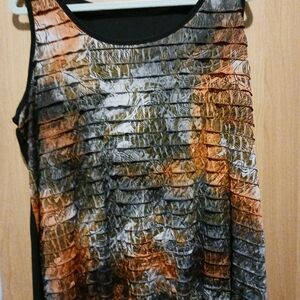 Penningtons Olive, Rust & Charcoal Textured Sleeveless Tank